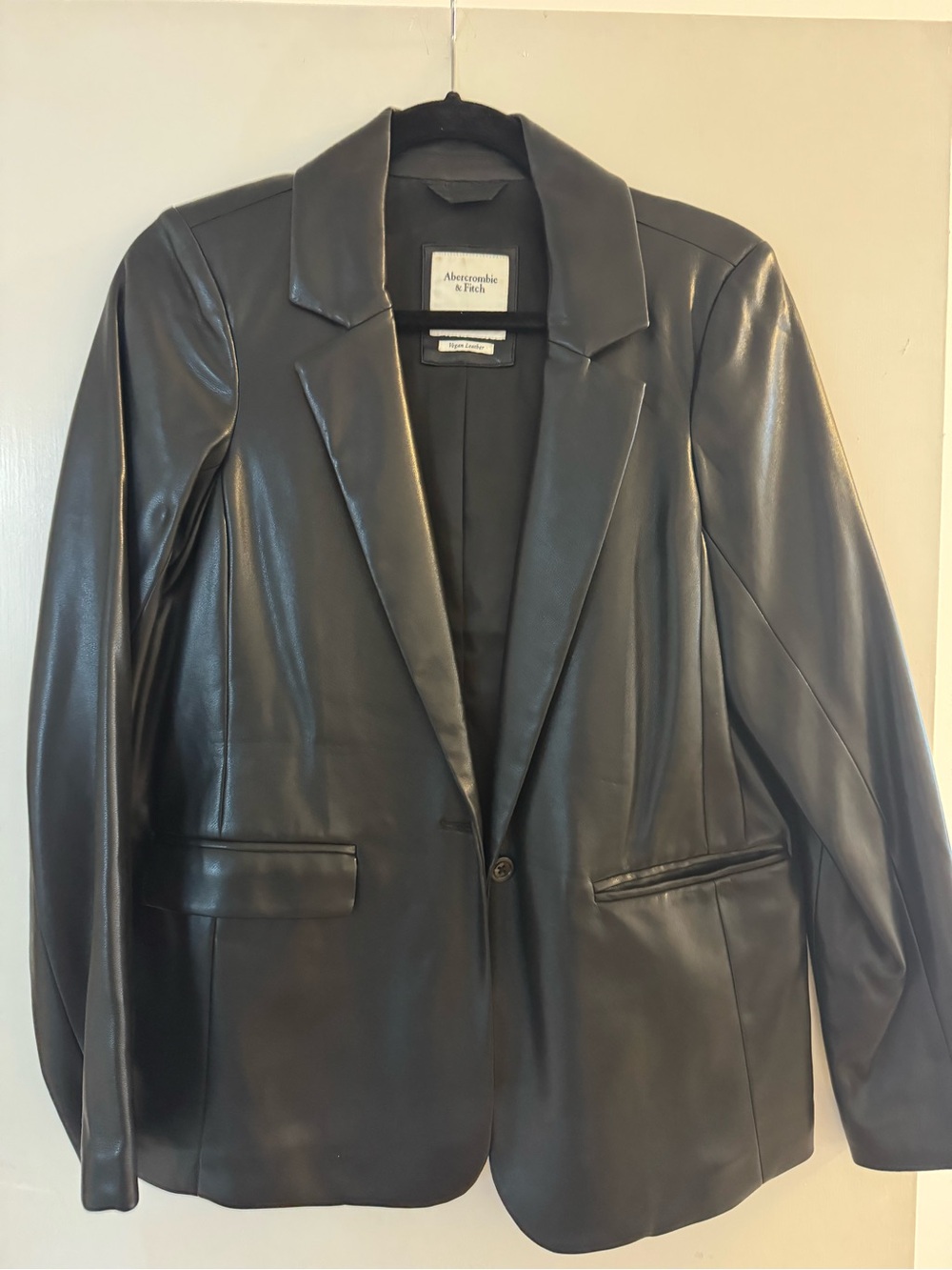Abercrombie & Fitch Black Faux Leather Blazer Jacket